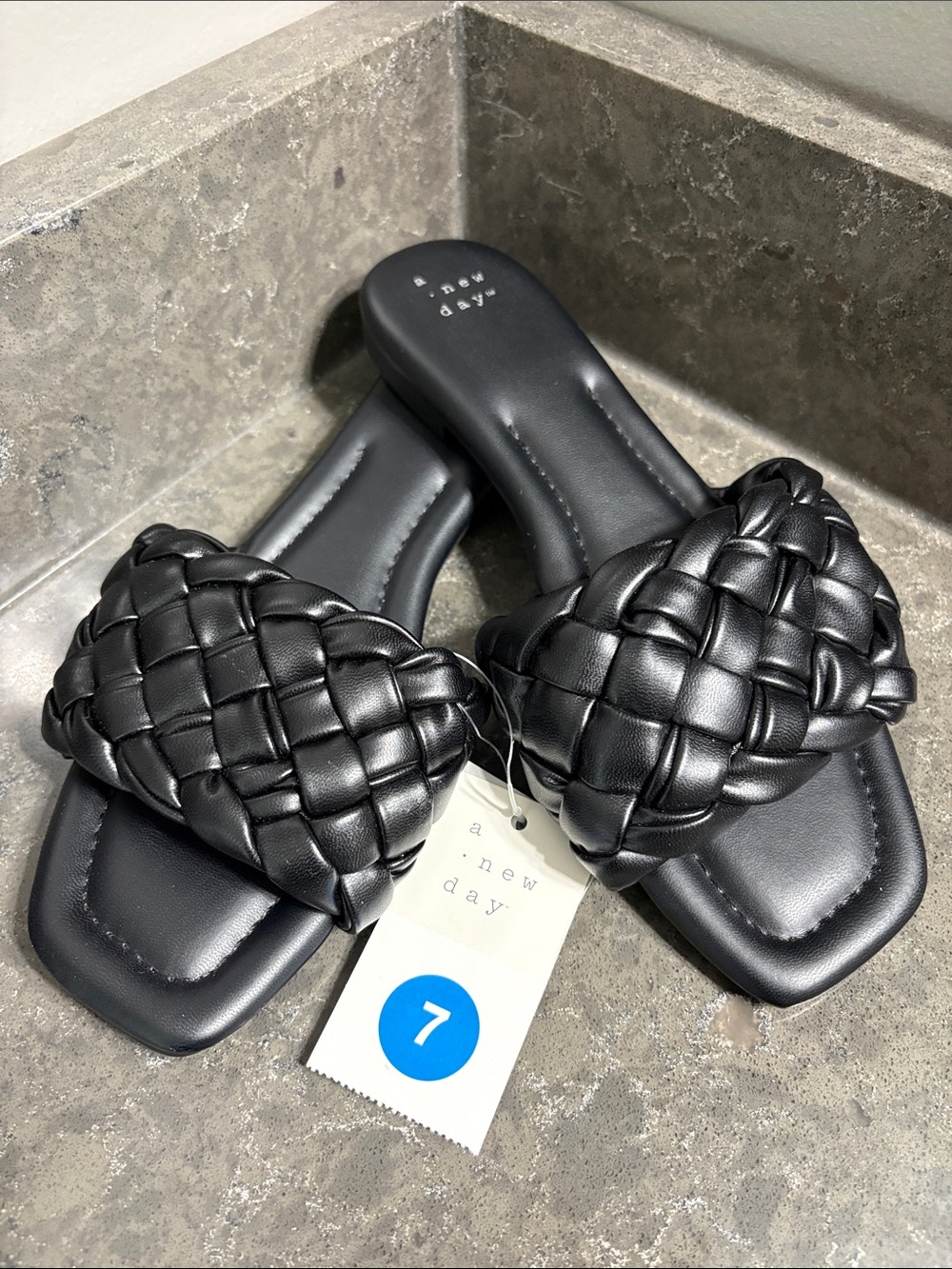 a new day Black Braided Slide Sandals